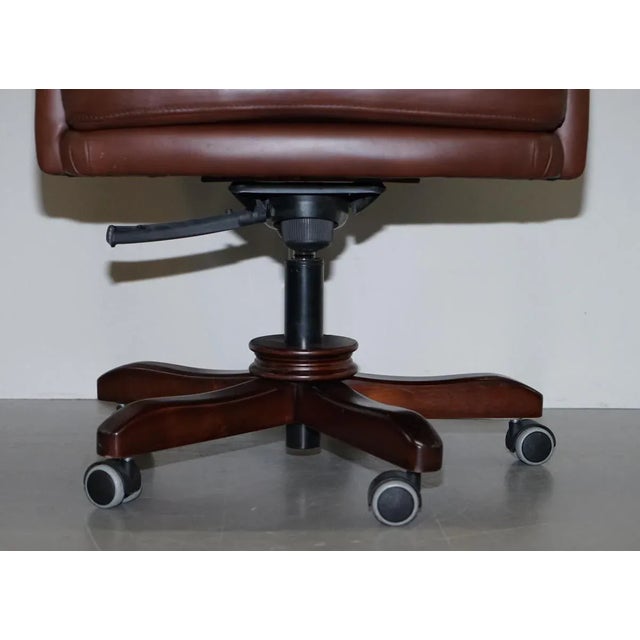 Brown Leather Chesterfield Captain's Armchair For Sale - Image 10 of 14