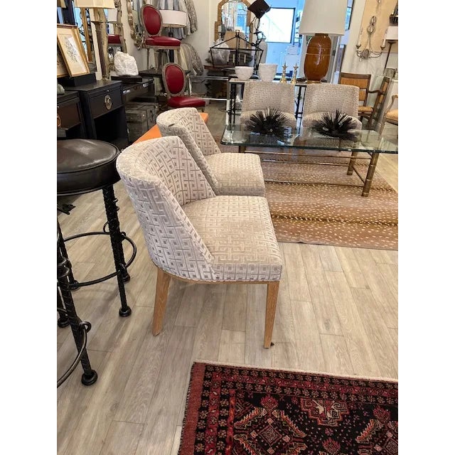 This is a pair of Eno side chairs by Bright Chair. These chairs are very well made, to the trade. The frames are cerused...