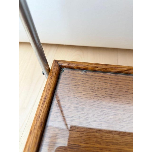 Art Deco Serving Trolley in Oak, Chrome and Glass, France, 1930 For Sale - Image 17 of 18