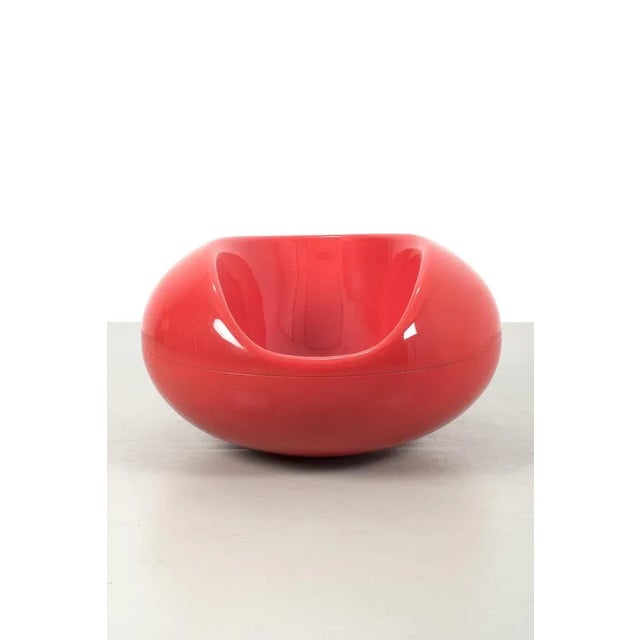 Beautiful Orange "Pastil" Rocking Armchair Designed by Eero Aarnio for Asko Finland, 1967. The Armchair is Made of Red...