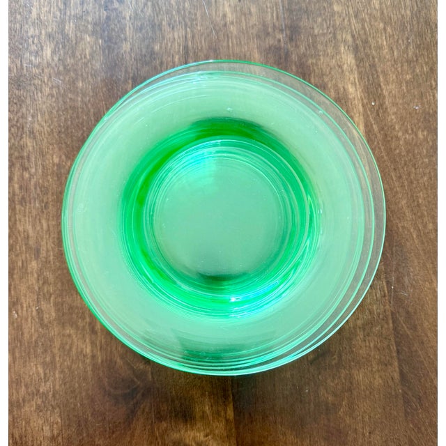 Glass Fostoria Pioneer Vaseline Glass Salad Plates For Sale - Image 7 of 8