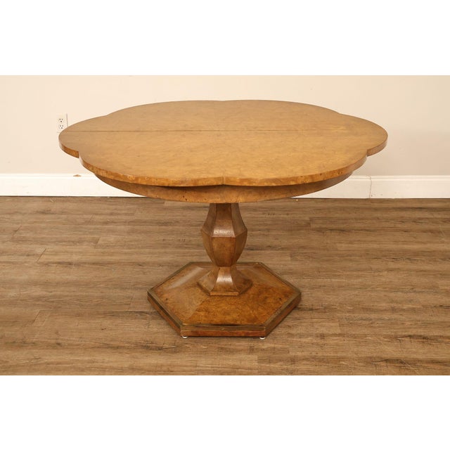 Mastercraft Hollywood Regency Burlwood Pedestal Expandable Dining Table For Sale - Image 12 of 18