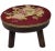 Vintage French Country Pettie Point Wood Footstool Rustic Farmhouse Needlepoint Low Stool Signed and Dated. In good...