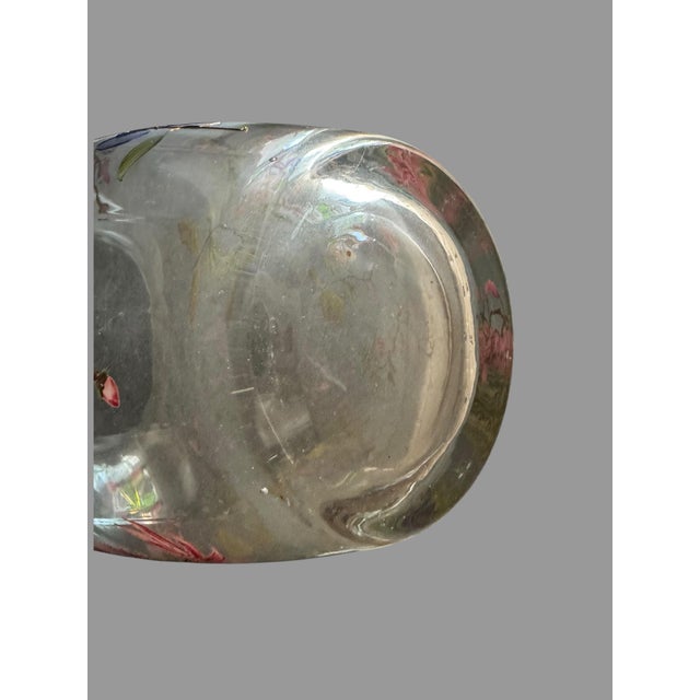 Mid 20th Century Antique Bohemian Art Glass Vase Hand Painted Enamel Floral Gold Rim 11.5” For Sale - Image 5 of 10