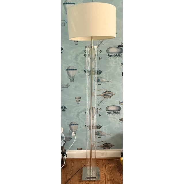 RH French Column Cylindrical Glass Floor Lamp Based on a French original, the clear glass column of this timeless lamp is...