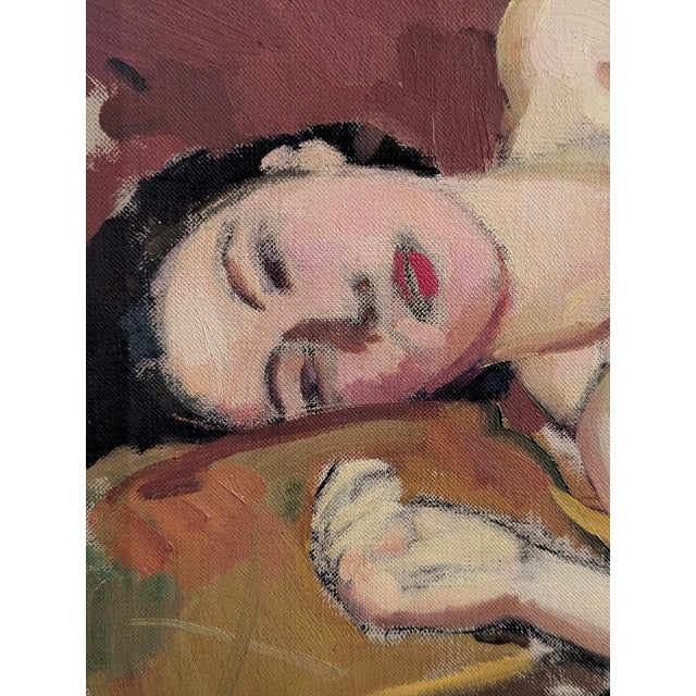 Figurative 1950s Reclining Nude, Oil on Canvas, Signed "Chenoweth" For Sale - Image 3 of 7