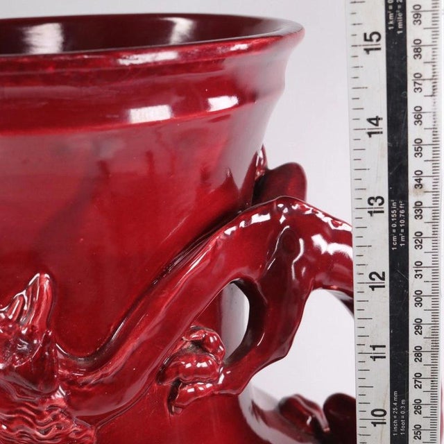 Chinese Sang de Boeuf Glazed Ceramic Dragon Vase with Relief Handles, 1890s For Sale - Image 11 of 13
