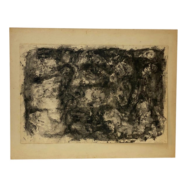 Leonard Buzz Wallace Black and White Abstract Expressionist Painting For Sale