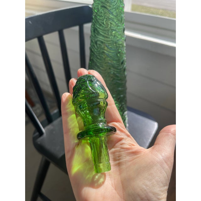Mid 20th Century Empoli Green Wave Pattern Decanter For Sale - Image 6 of 10