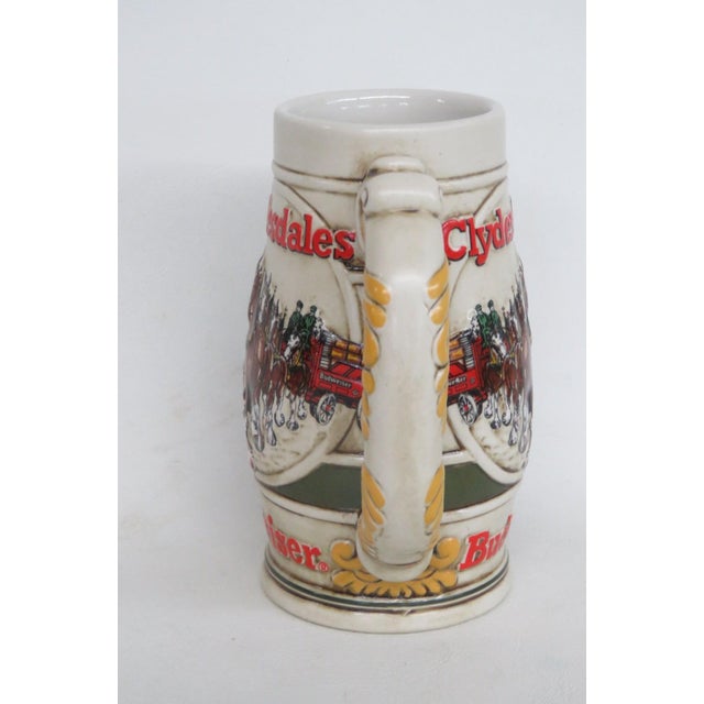 Budweiser Beer Stein Clydesdales Horses Relief Ceramarte Brazil 1980s Mug 4826b For Sale - Image 4 of 14