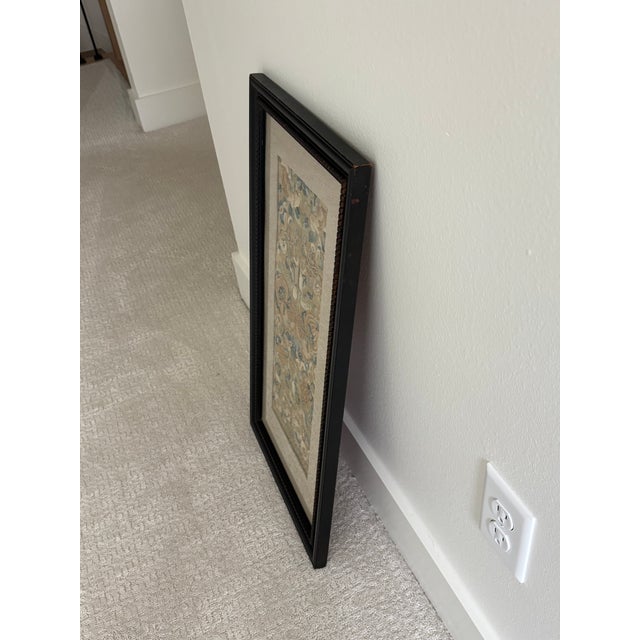 Antique Chinese Silk Embroidery Panel in Vintage Frame / Chinoiserie Style Silk Embroidery Wall Art For Sale - Image 12 of 14