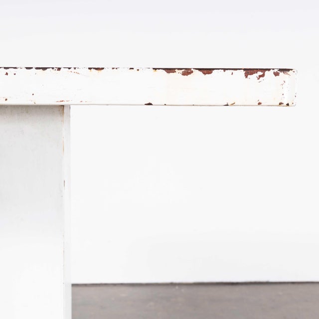 Tolix French Square Outdoor Dining Table with White Square attributed to Tolix, 1960s For Sale - Image 4 of 7