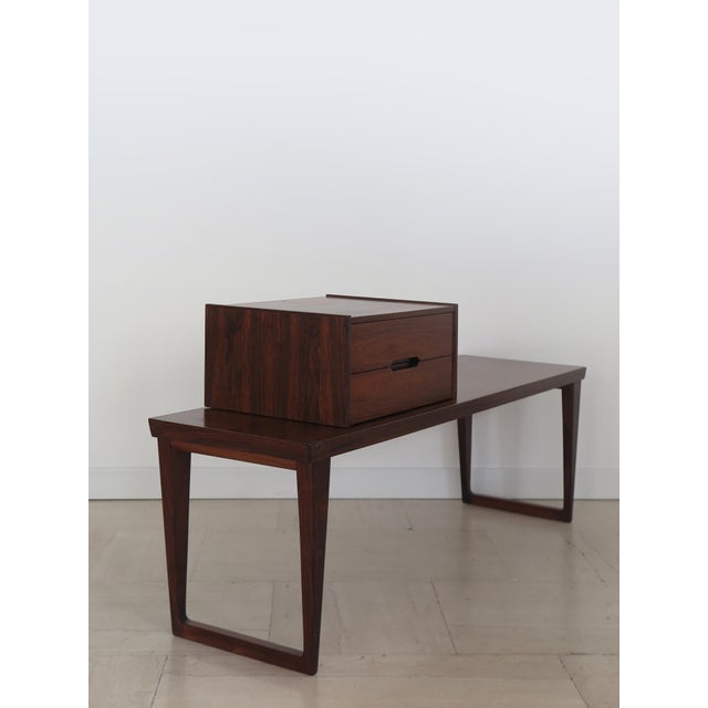 Scandinavian midcentury modern design set consisting of movable chest of drawers and side table in rosewood designed by...