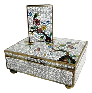 Vintage Cloisonne Smoke Box & Matchbox Cover Set