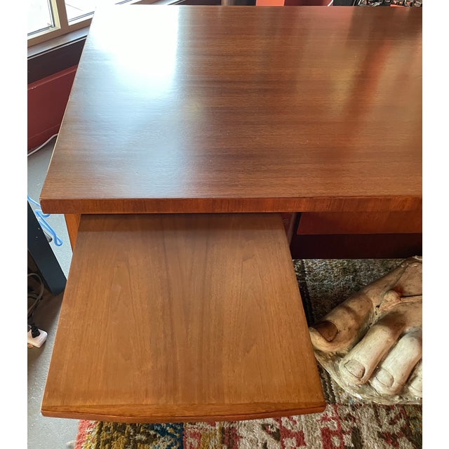 French Geometric Art Deco Rose Wood and Chrome Executive Desk W/ Bookshelves For Sale - Image 16 of 17