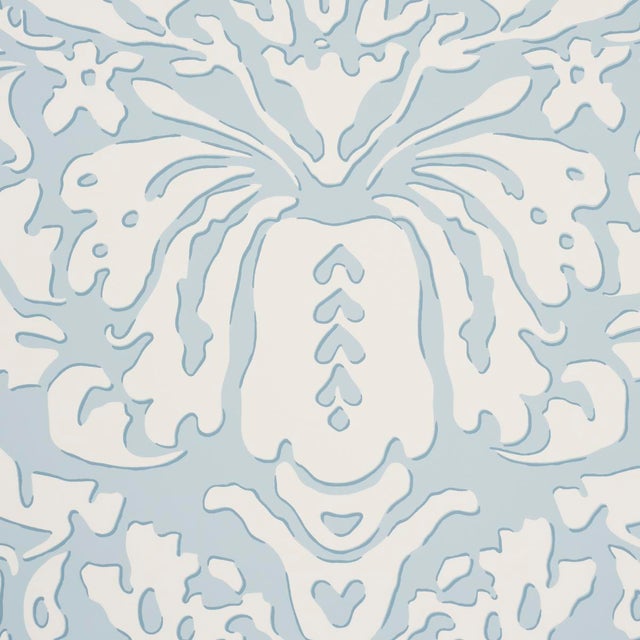 Contemporary SAMPLE - Schumacher x Veere Greeney Suffolk Damask Wallpaper In Blue For Sale - Image 3 of 4