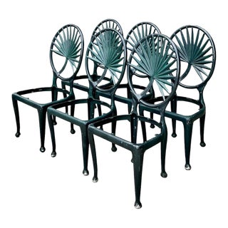 Vintage Palm Frond Outdoor Dining Chairs - Set of 6 For Sale