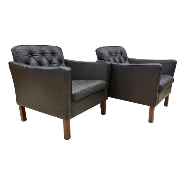Mid 20th Century Danish Leather Armchairs - Pair For Sale