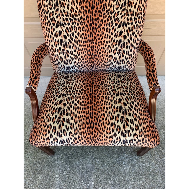 Brown English Chippendale Mahogany Armchair in Leopard Upholstery For Sale - Image 8 of 12