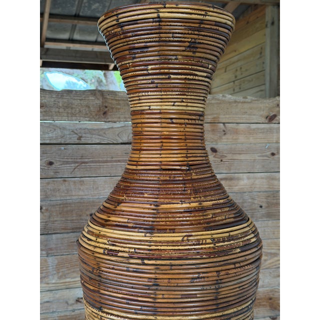Monumental Vintage Boho Sculptural Rattan Floor Vase – 51” Organic Modern Vessel For Sale - Image 9 of 11