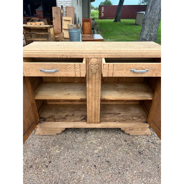 Early 20th Century French Art Deco 1935's Bleached Oak Two Door Buffet For Sale - Image 5 of 12