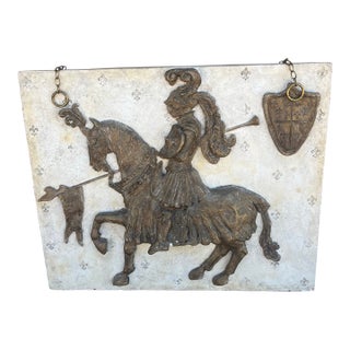 Rare Mid-Century Modern "Jousting Knight" Fiberglass Wall Art Sculpture in Style of Finesse Originals For Sale