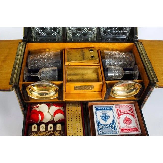 Black Antique Victoran Coromandel with Three Crystal Decanter, 1870 For Sale - Image 8 of 18