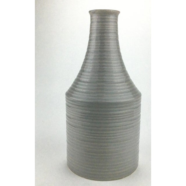 2000 - 2009 Modern Ceramic Ribbed Design Vase For Sale - Image 5 of 9