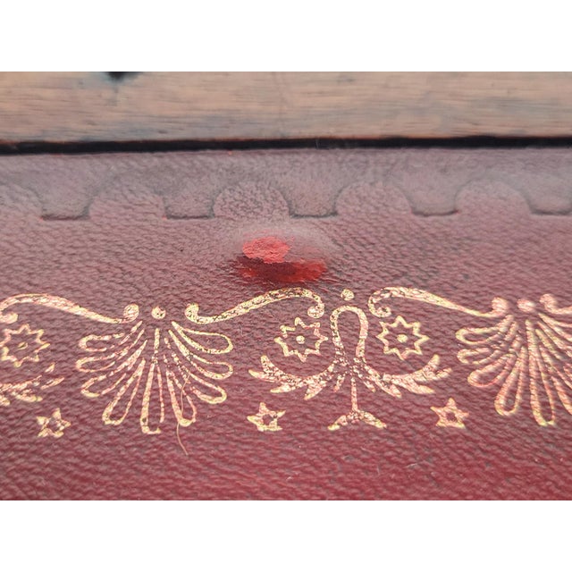 Antique Edwardian Knee Hole Writing Desk with Red Leather Top, 1910s For Sale - Image 18 of 18