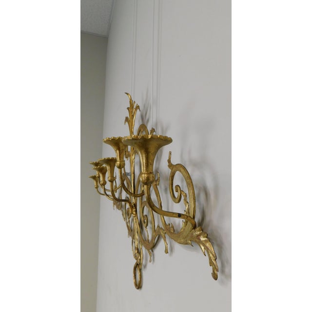 1950 S Italian Gilt Metal Large 6 Candle Holder Wall Sconce Chairish