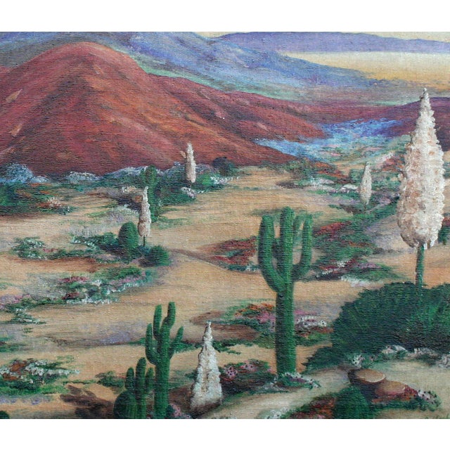 1940s Mid Century Southwest Desert Landscape in Oil on Canvas by C. Gallagher For Sale - Image 5 of 6