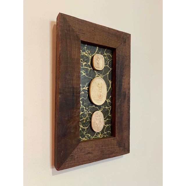 English Italian Plaster Intaglios in 1880s Pine Frame For Sale - Image 3 of 5