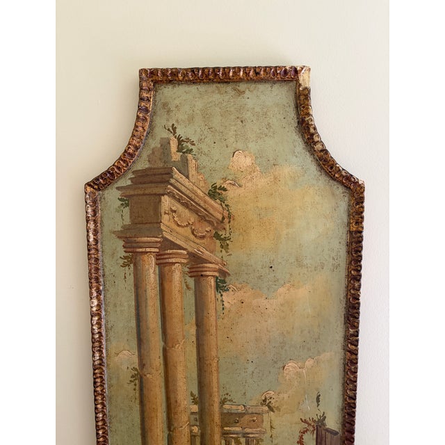 Early 20th Century Italian Capriccio Landscape Painting With Classical Ruins in Shaped Gilt Frame For Sale - Image 4 of 7