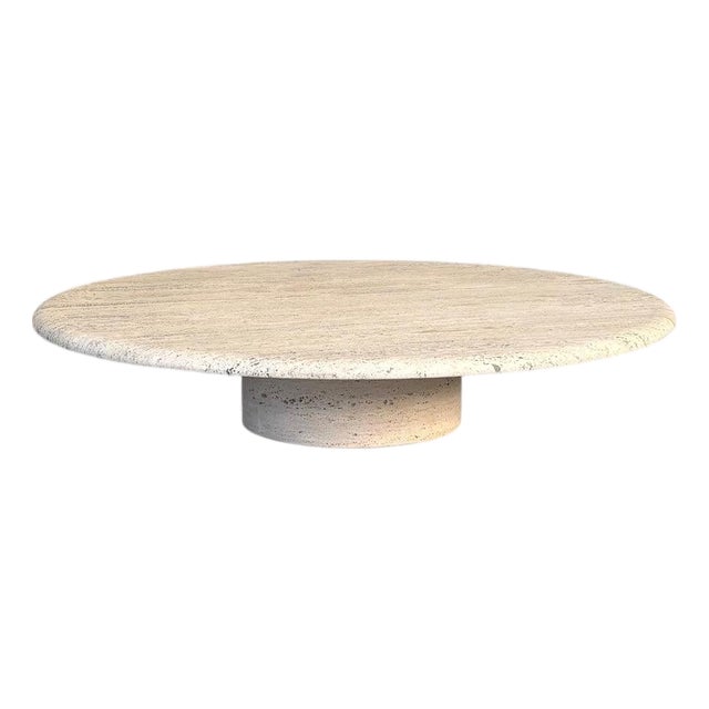 Large Round Travertine Coffee Table from Up & Up, Italy, 1970s For Sale