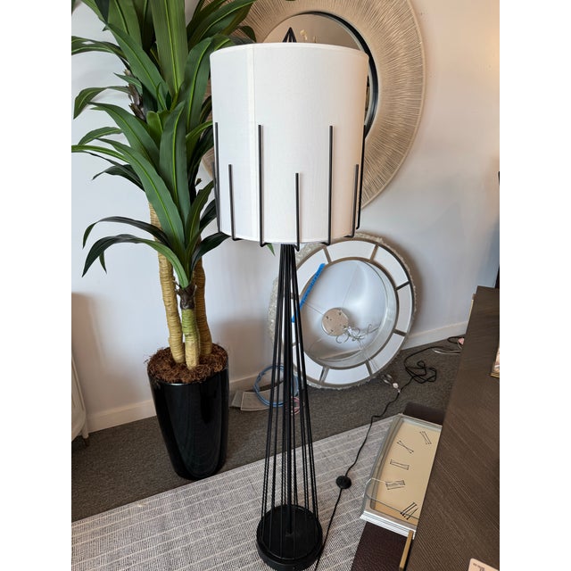 Contemporary Wildwood Otis Satin Black Floor Lamp For Sale - Image 3 of 8
