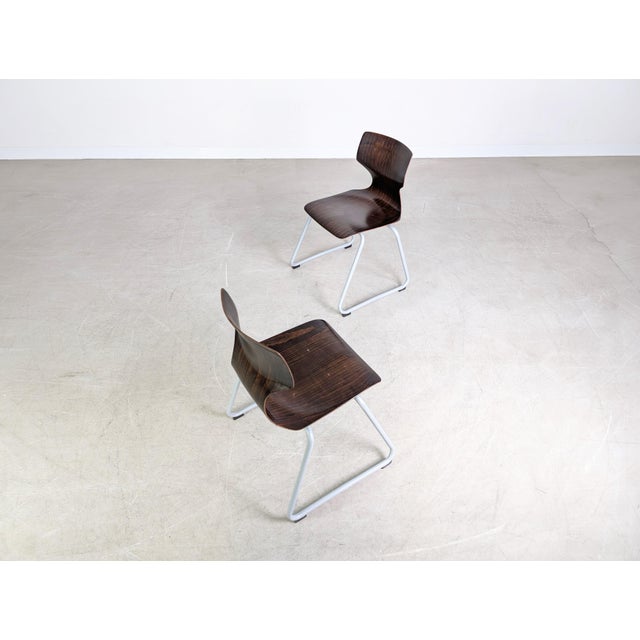 Brown Mid-Century Paved Wooden Chairs, Set of 6 For Sale - Image 8 of 11