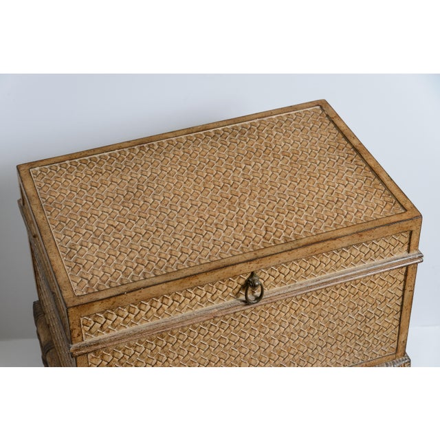 Vintage Faux Bamboo Trunk on Stand With Compartment For Sale - Image 9 of 17