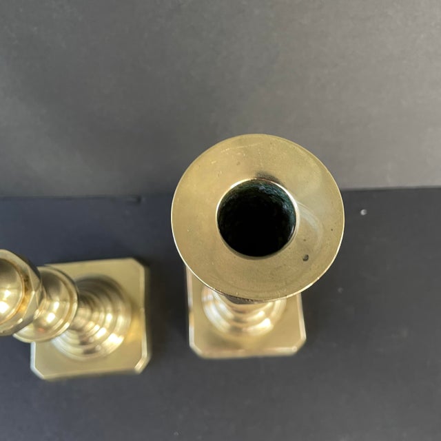Vintage Brass Beehive Candlestick Holders- a Pair For Sale - Image 9 of 10