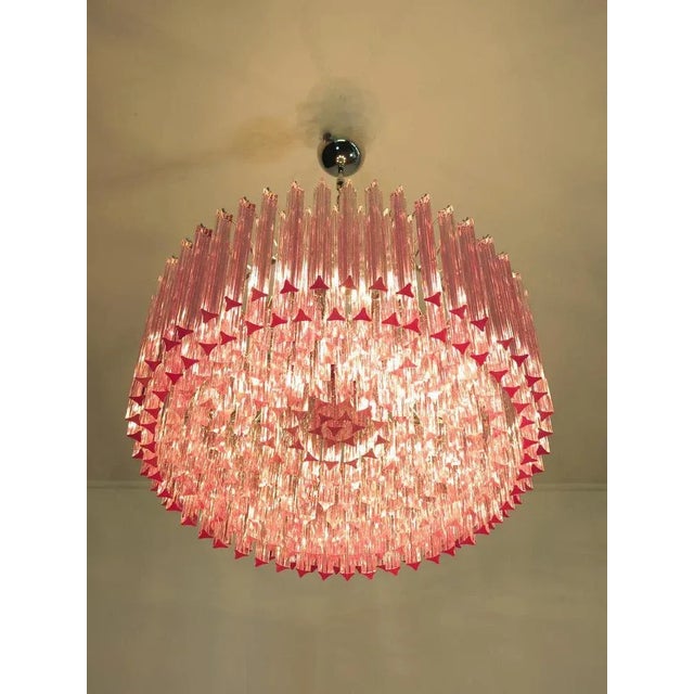 Triedri Glass Chandelier with 265 Pink Prisms For Sale - Image 3 of 13