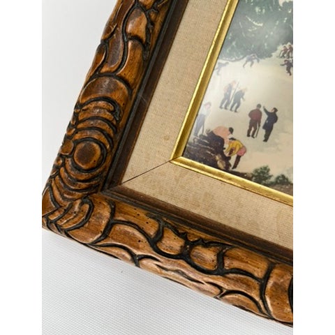 Wood Vintage Framed Winter Scene Print For Sale - Image 7 of 8