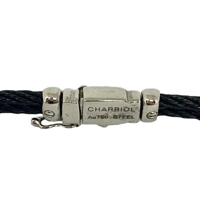 2000 - 2009 Charriol 18k Gold Dark Steel Cable & Pave Diamond Necklace For Sale - Image 5 of 5