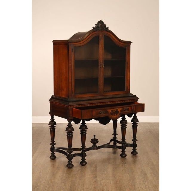 1920s Rockford Republic Furniture Company 1920's Walnut China Display Cabinet For Sale - Image 5 of 18