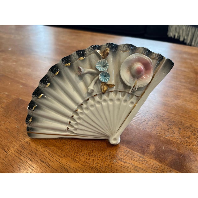 Mid 20th Century Vintage Capodimonte Ceramic Fan Mini Vase For Sale - Image 5 of 5