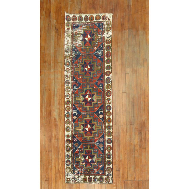 Red 19th Century Tribal Caucasian Runner, 2'7'' X 9'3'' For Sale - Image 8 of 8
