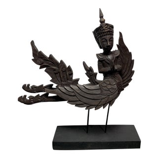 Vintage Hand Carved Wood Winged Deity Garuda For Sale