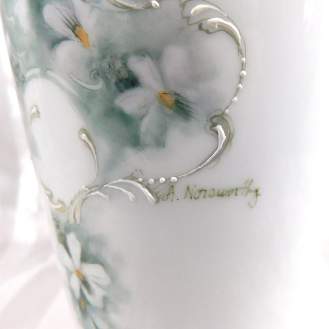 1970s Unmarked White Vase With Hand Decorated Details For Sale In San Francisco - Image 6 of 7