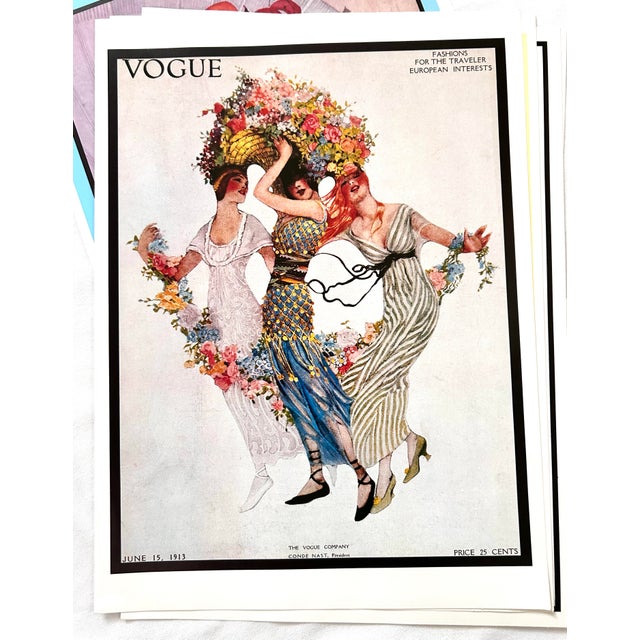 Paper Vintage Vogue Magazine Cover Fashion Illustration Prints – Set of 11 For Sale - Image 7 of 12