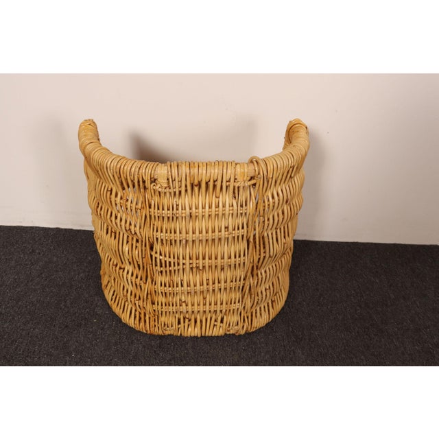 Large Vintage Woven Wicker Catchall / Magazine / Log Holder Basket For Sale - Image 11 of 16