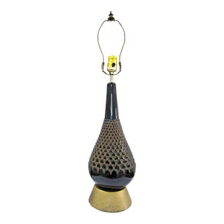 Mid-Century Italian Amethyst Art Glass Pineapple Texture Table Lamp For Sale
