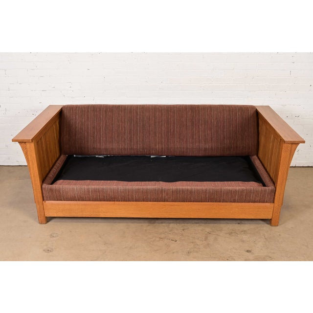 Stickley Mission Oak Arts and Crafts Spindle Sleeper Sofa For Sale - Image 14 of 18